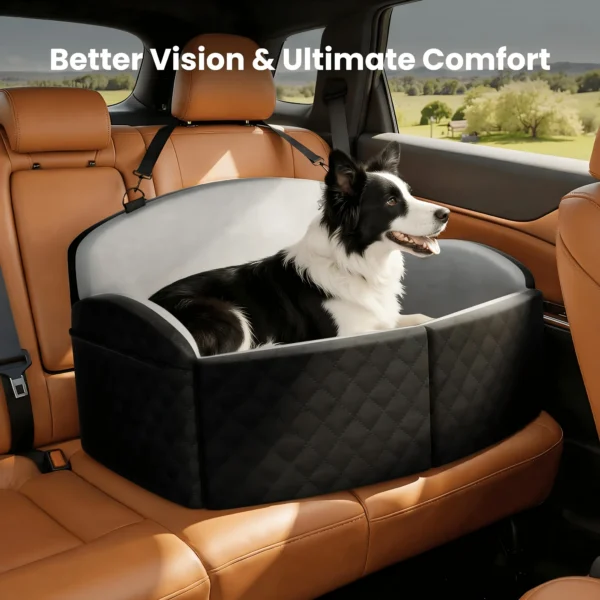 Memory Foam Dog Car Seat For Medium And Large Dogs With Two Safety Leashes