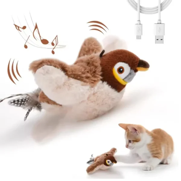 Interactive Chirping Bird Cat Toy for Indoor Play and Exercise