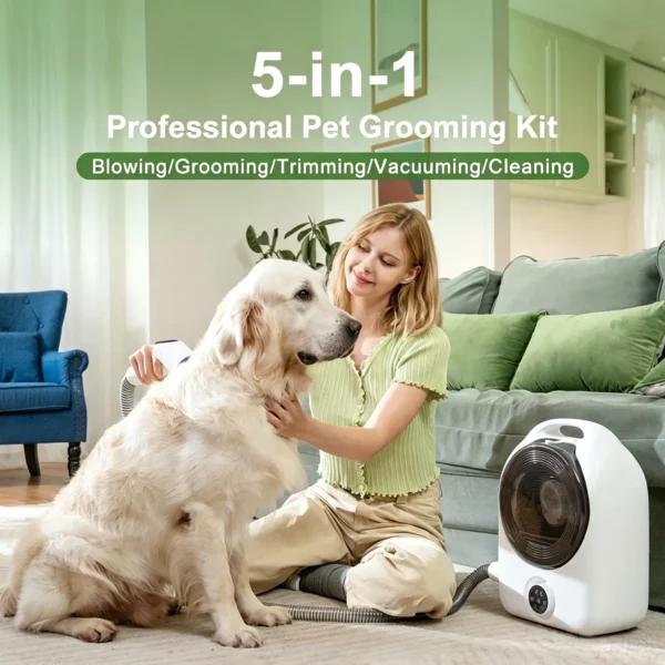 5 In 1 Pet Grooming Vacuum And Dryer Kit With Clipper For Dogs And Cats
