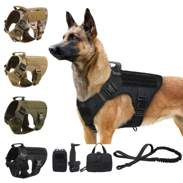 Tactical Dog Harness For Medium And Large Dogs With MOLLE Panels And Handle
