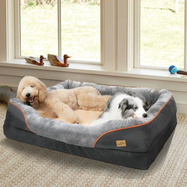Large Bolster Dog Bed With Waterproof Liner And Removable Washable Cover