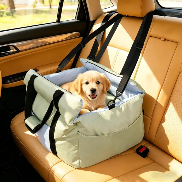 Portable Dog Booster Car Seat With Storage Pockets For Small Dogs Up To 22 Lb