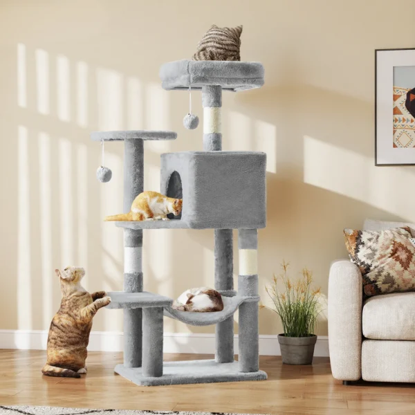 44 Inch Multi Level Cat Tree With Condo Hammock And Sisal Scratching Posts